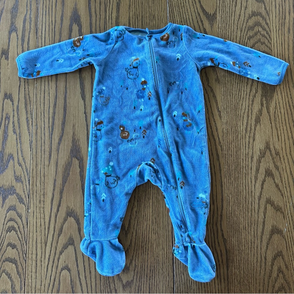 Souris Mini Grey Fleece Pajamas in Duck Print, size 6-9 months